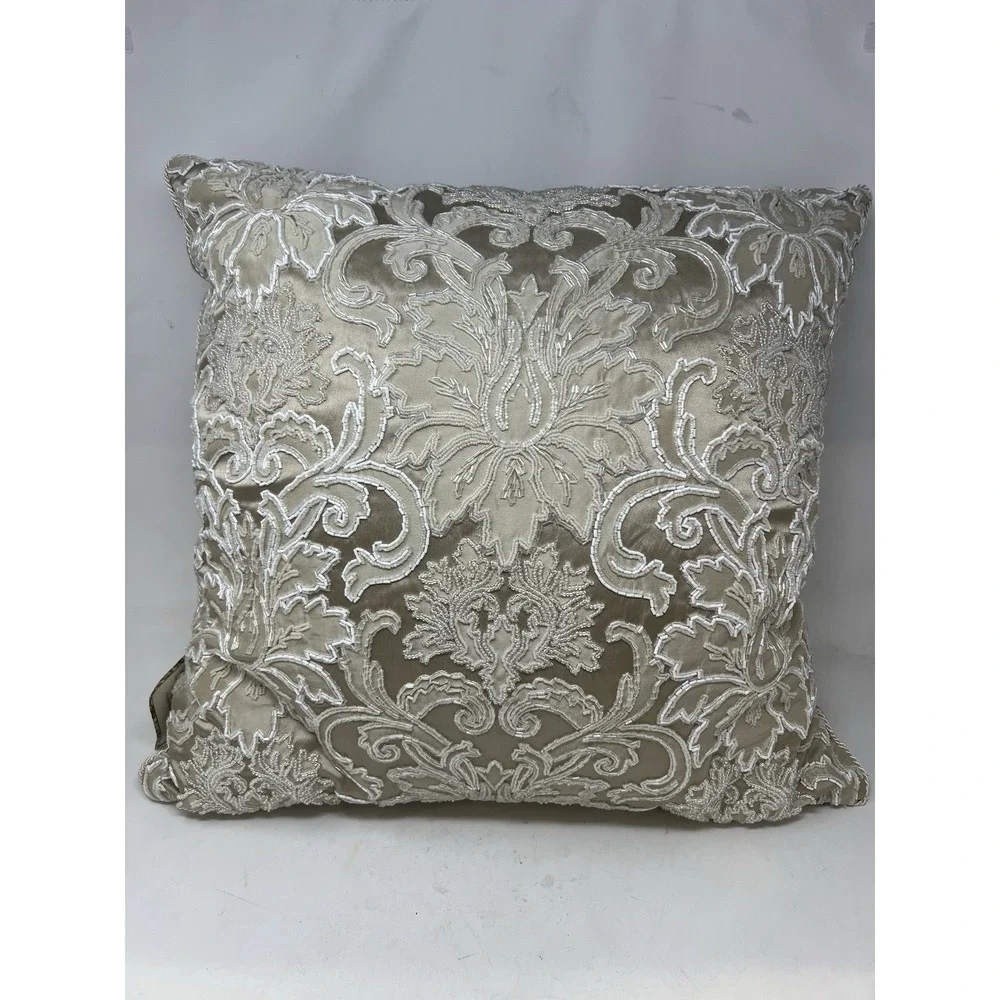 Glass Beaded Pillow‎ By Elizabeth Phillips Handmade Rare New With Tags 22x22